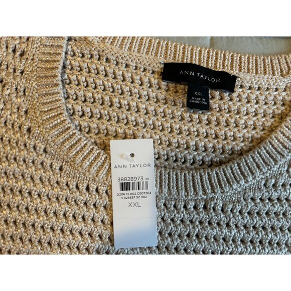 NWT Ann Taylor XXL Sweater Vest VISCOSE Crochet Knit Tank Top Sleeveless Pullove - Picture 5 of 8